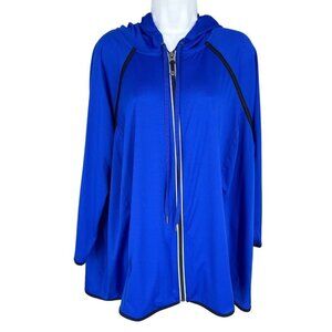 Catherines Blue Hooded Full Zip Athleisure Activewear Jacket Size Petite 2XWP
